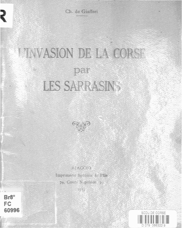 >L'invasion de la Corse par les sarassins