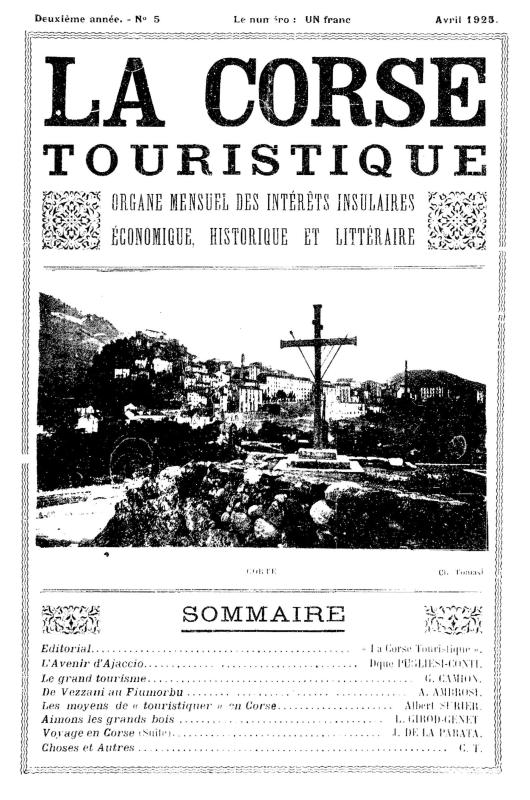 >La Corse touristique. Avril 1925
