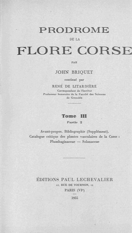 >Prodome de la flore corse