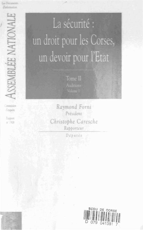 La sécurité : un droit pour les Corses, un devoir pour l’État