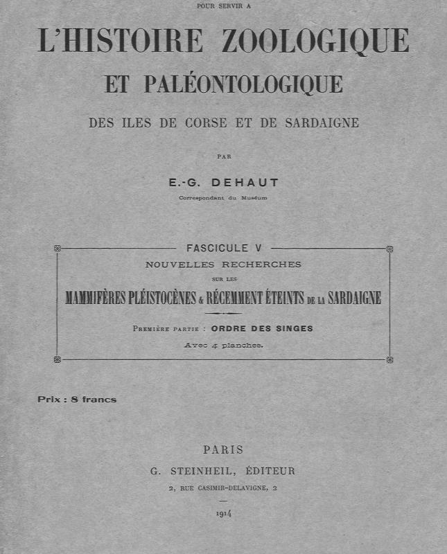 >Nouvelles recherches sur les mammifères pléistocènes récemment éteints de la Sardaigne. Première partie