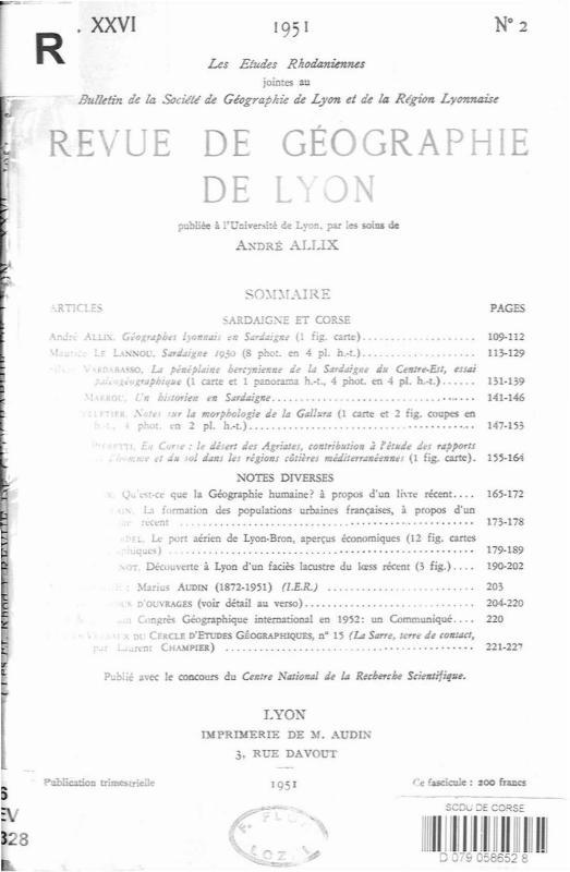 Revue de Géographie de Lyon (1951)