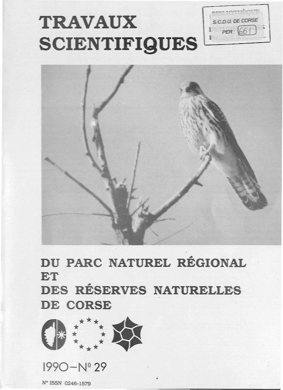 Travaux scientifiques du Parc Naturel Régional et des Réserves Naturelles de Corse 1990 - n° 29