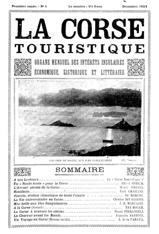 >La Corse touristique. Décembre 1924