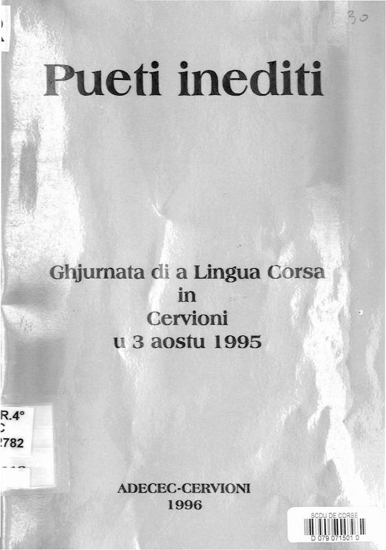 >Ghjurnata di a lingua corsa in Cervioni u 3 aostu 1995, pueti inediti