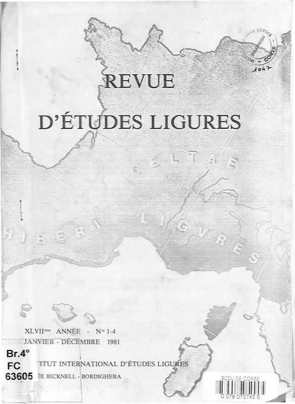 Revue d'Etudes Ligures (1981)