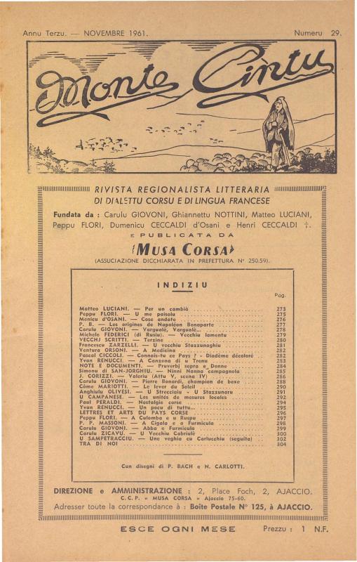 >Monte Cintu Numaru 29 Novembre 1961