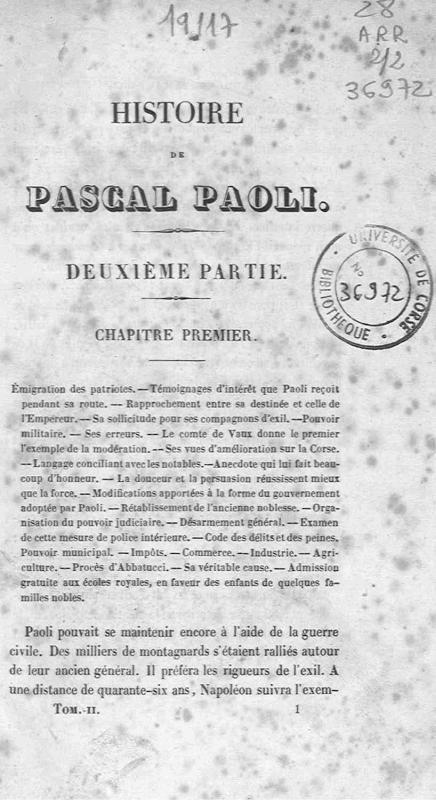 Histoire de Pascal Paoli. Tome II