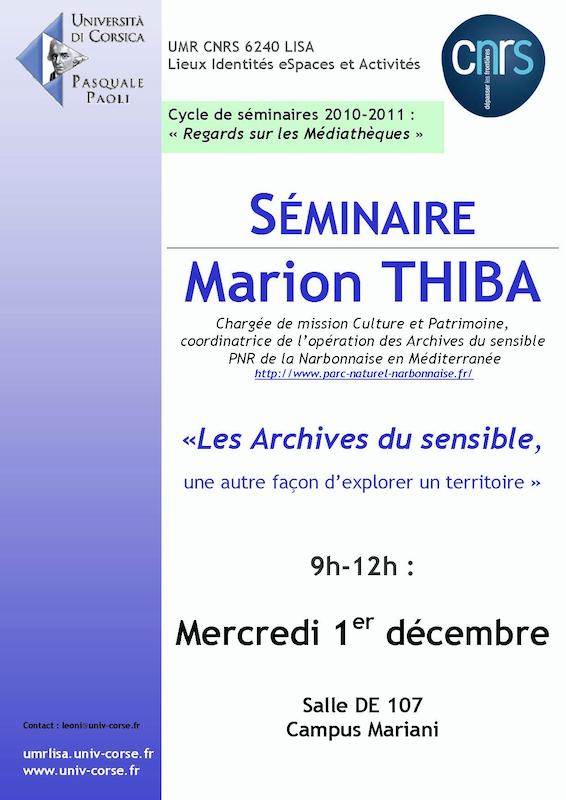 Séminaire Marion Thiba - Archives du sensible, une autre façon d'explorer le territoire