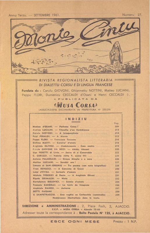 >Monte Cintu Numaru 27 Settembre 1961