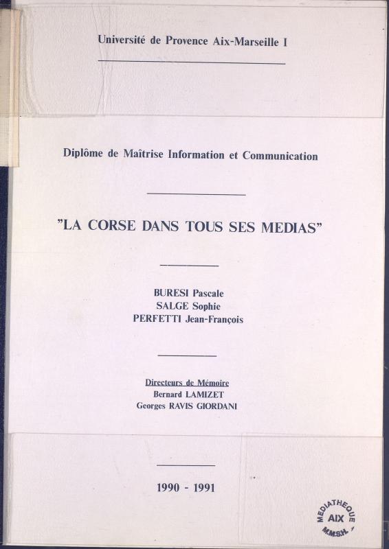>La Corse dans tous ses médias