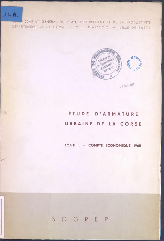 >Etude d'armature urbaine de la Corse