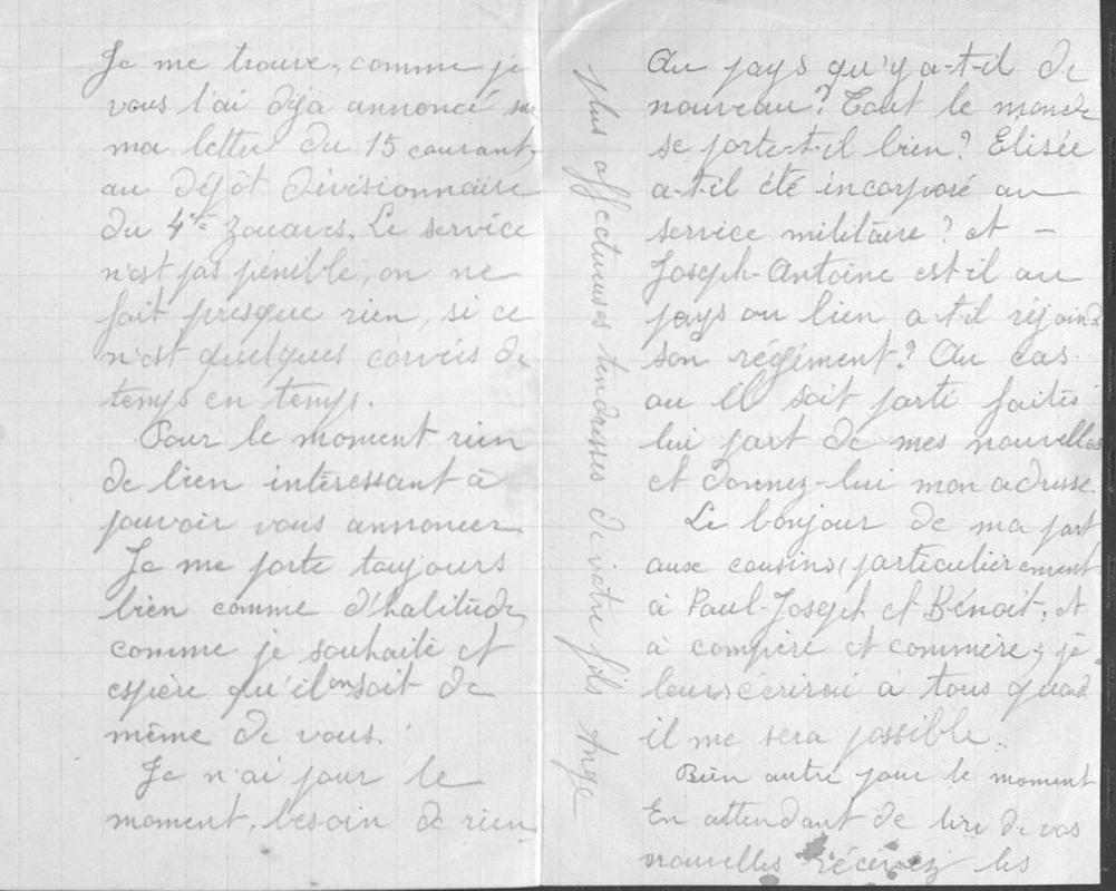 Documents familiaux anciens: lettres de l'époque impériale (Joseph-Antoine Canasi)