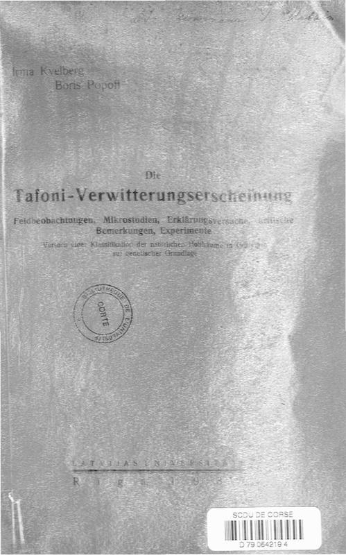>Die Tafoni-Verwitterungserscheinung