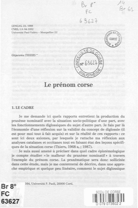 >Le prénom corse