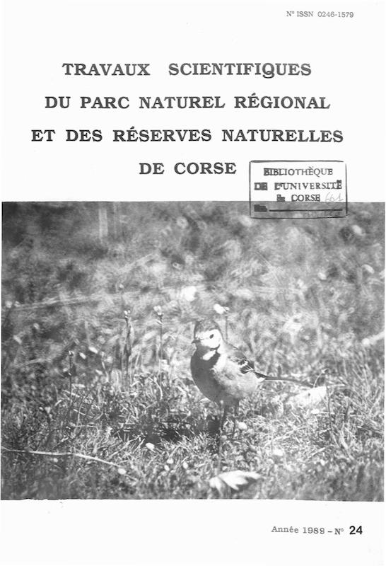 Travaux scientifiques du Parc Naturel Régional et des Réserves Naturelles de Corse 1989 - n° 24