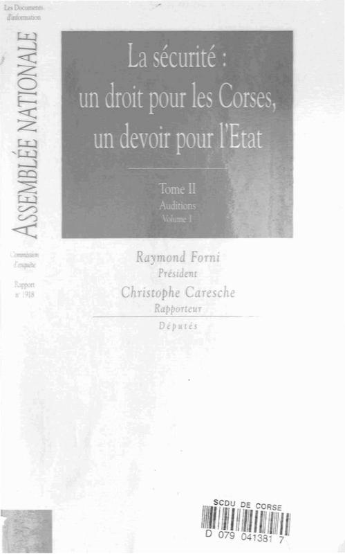 >La sécurité : un droit pour les Corses, un devoir pour l’État