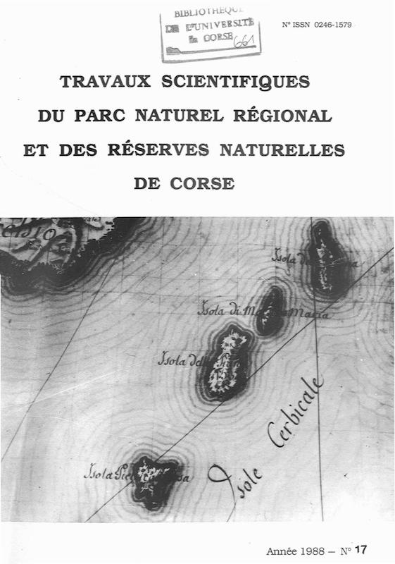 Travaux scientifiques du Parc Naturel Régional et des Réserves Naturelles de Corse 1988 - n° 17
