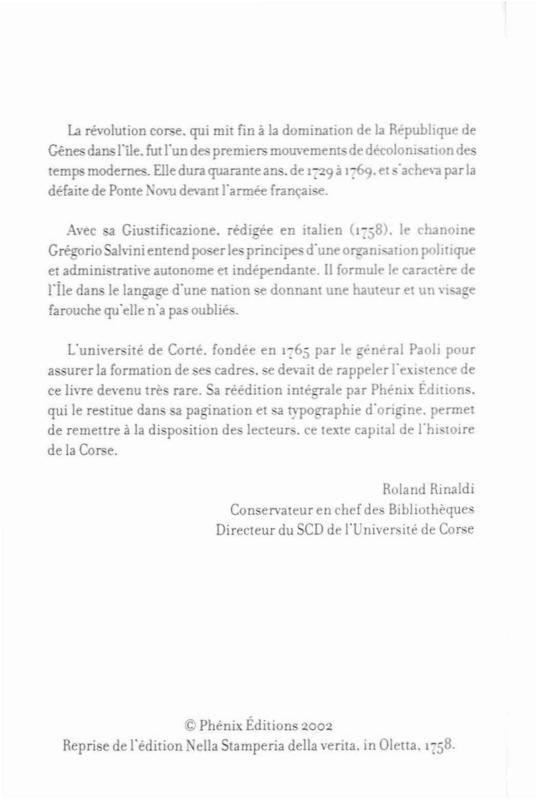 >Giustificazione della Rivoluzione di Corsica