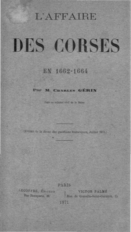 >L'affaire des Corses en 1662-1664