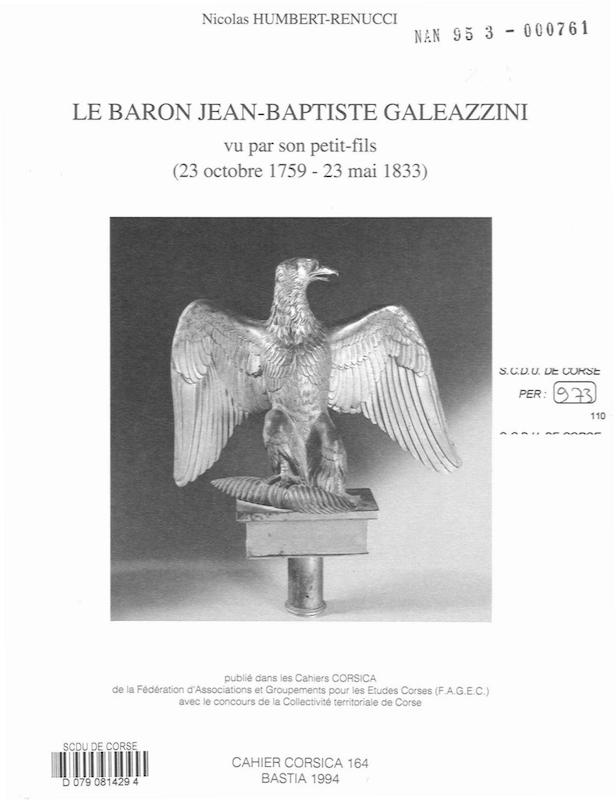 >Cahiers Corsica N° 164 - Le baron Jean-Baptiste Galeazzini vu par son petit fils
