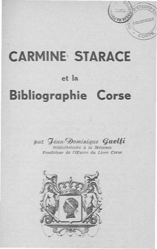 >Carmine Starace et la Bibliographie Corse