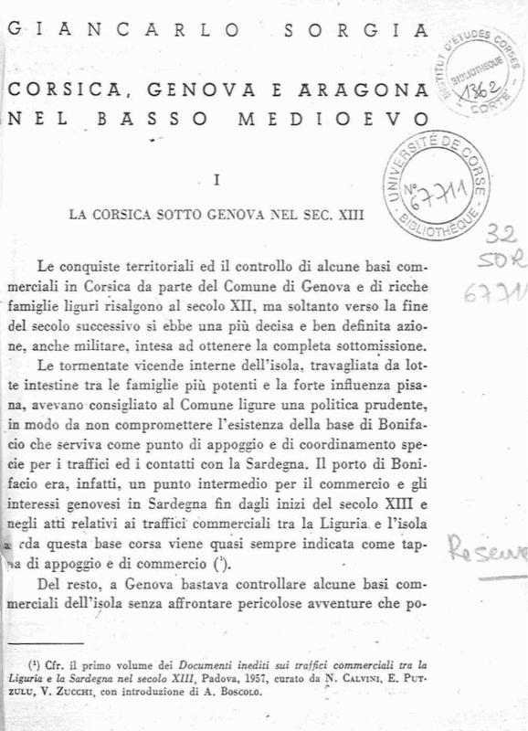 >Corsica Genova e Aragona nel basso Medioevo