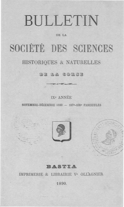 >Bulletin de la Société des sciences historiques et naturelles de la Corse
