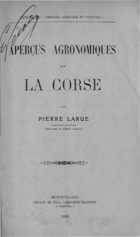 >Apercus agronomiques sur la Corse