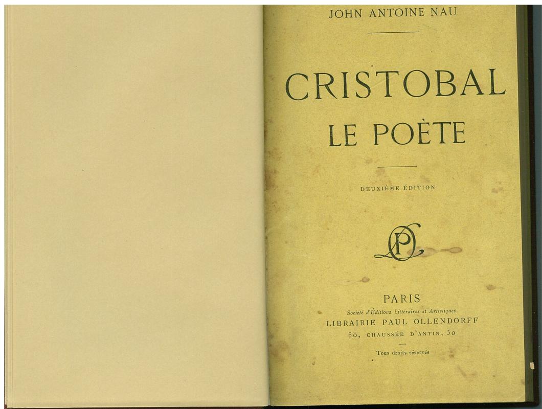 Cristóbal le Poète, Paris, Paul Ollendorff, 1912