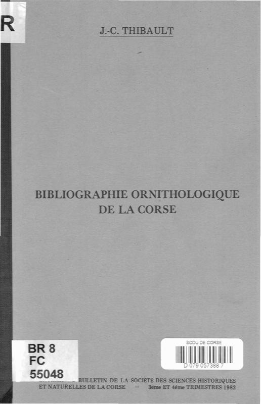 >Bibliographie ornithologique de la Corse