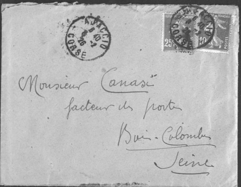 Enveloppes des correspondances de Joseph-Antoine Canasi