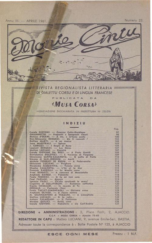 Monte Cintu Numaru 23 Aprile 1961