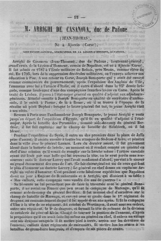 Notice sur Jean Thomas Arrighi de Casanova