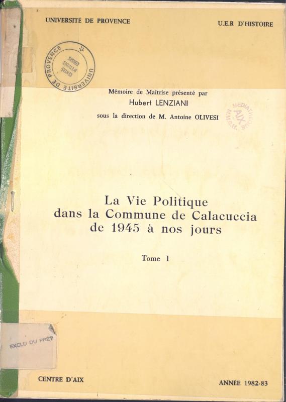 >La vie politique dans la commune de Calacuccia de 1945 à nos jours