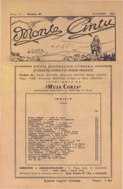 >Monte Cintu Numaru 41 Nuvembre 1962