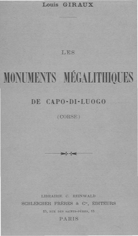 >Les Monuments mégalithiques de Capo di Luogo