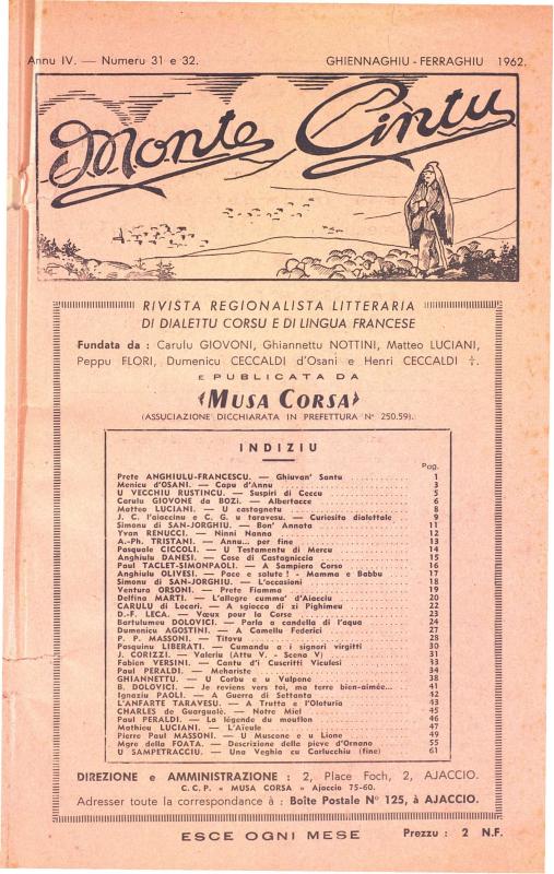 >Monte Cintu Numaru 31–32 Ghjenaghju Ferraghju 1962