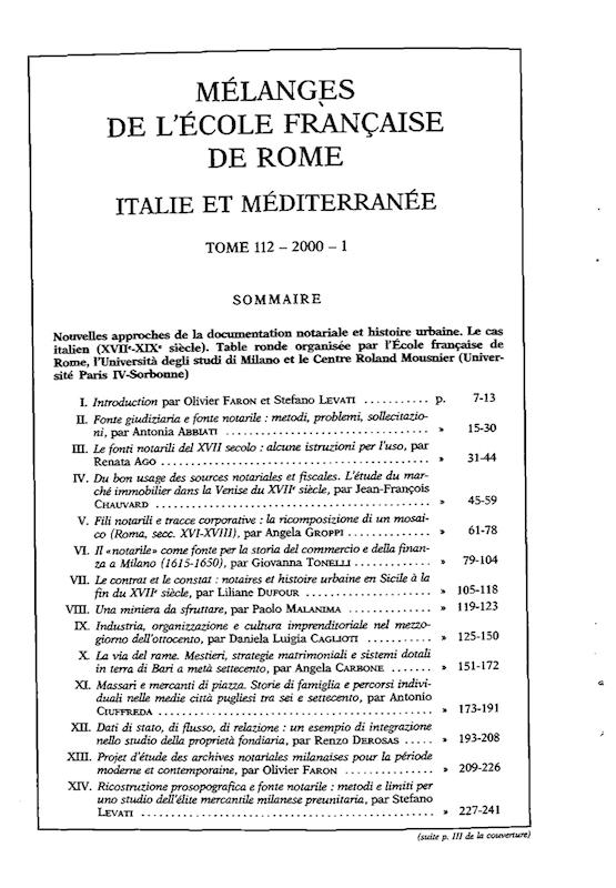 >Mélanges de l'école française de Rome, Italie et méditerranée
