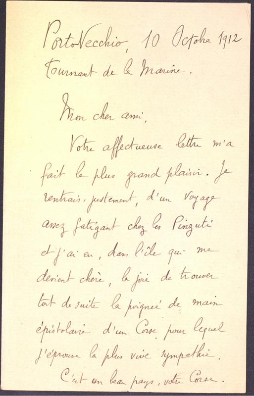 Correspondance de John-Antoine Nau à Toussaint Luca (10 octobre 1912)