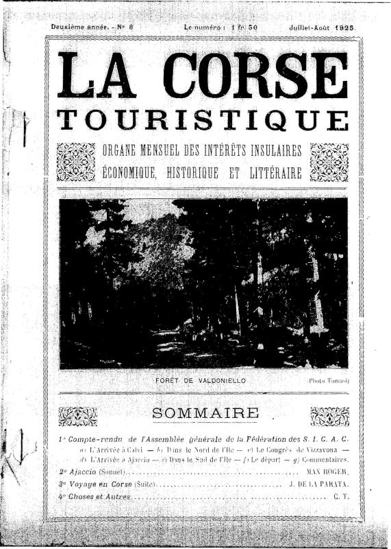 >La Corse touristique. Juillet-août 1925