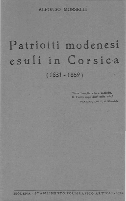 >Patriotti modenesi esuli in Corsica