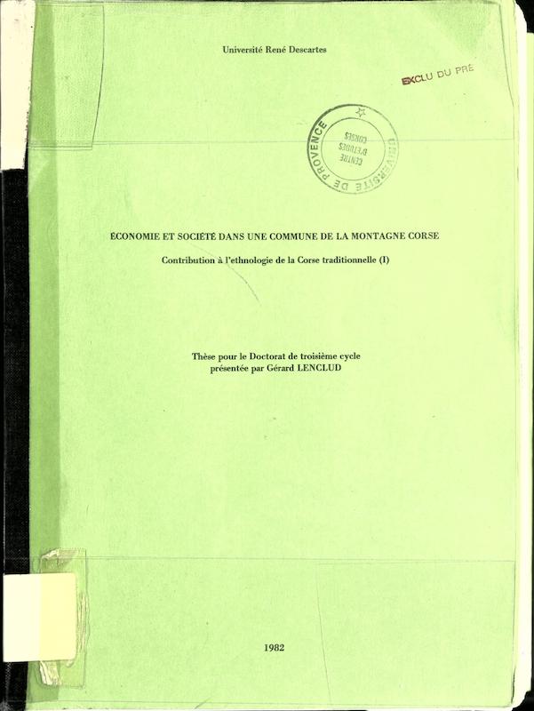 >Économie et société dans une commune de la montagne corse