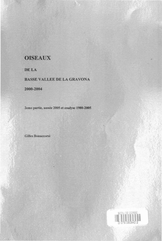 >Oiseaux. Basse vallée de la Gravona, 2000–2004 (2)