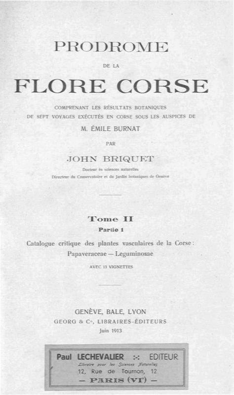 >Prodome de la flore corse