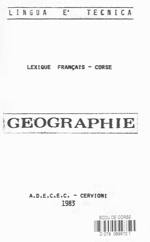 >Lexique français-corse : géographie / ADECEC