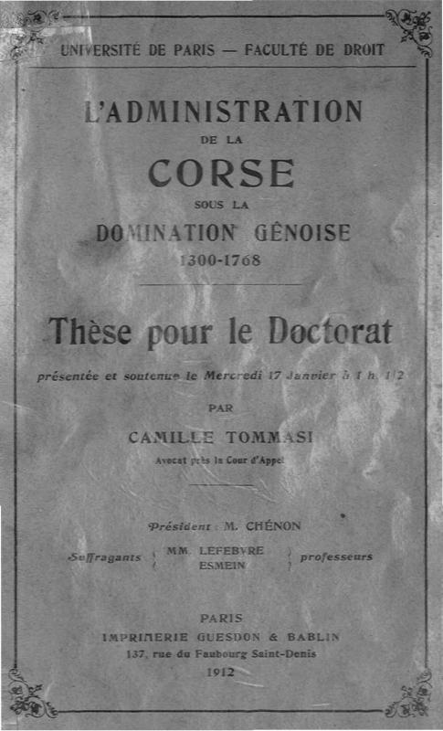 >L’administration de la Corse sous la domination génoise, 1300–1768