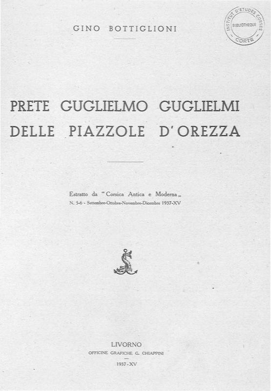 >Prêtre Guglielmo Guglielmi delle Piazzole d'Orezza