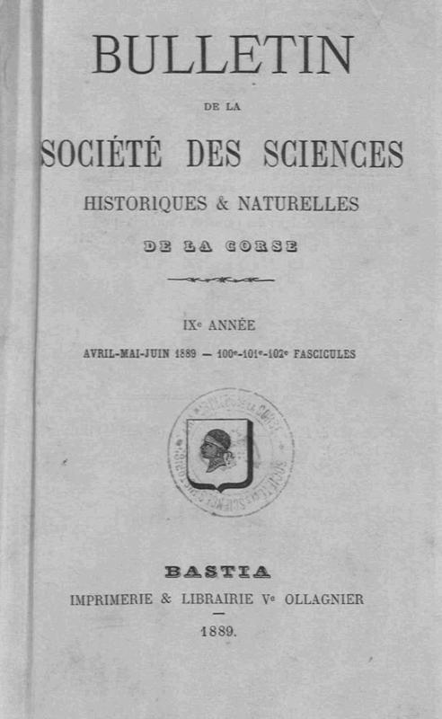 >Bulletin de la Société des sciences historiques et naturelles de la Corse
