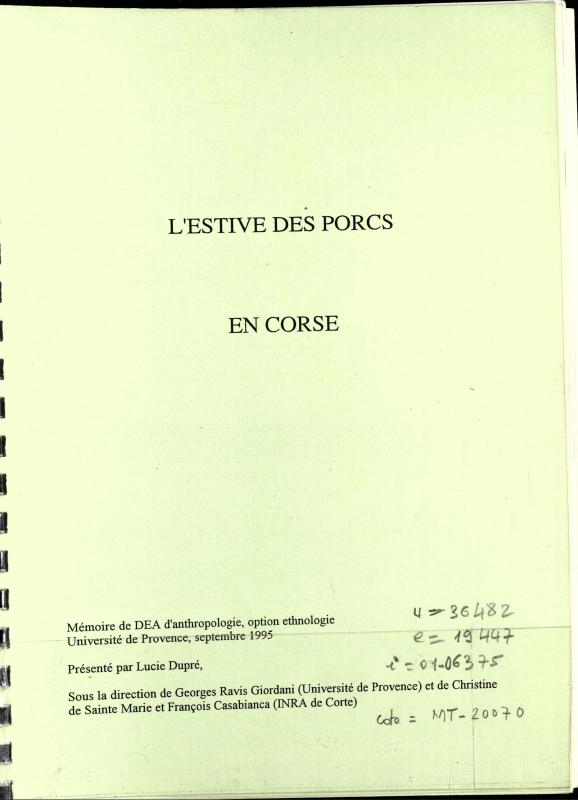 >L' estive des porcs en Corse